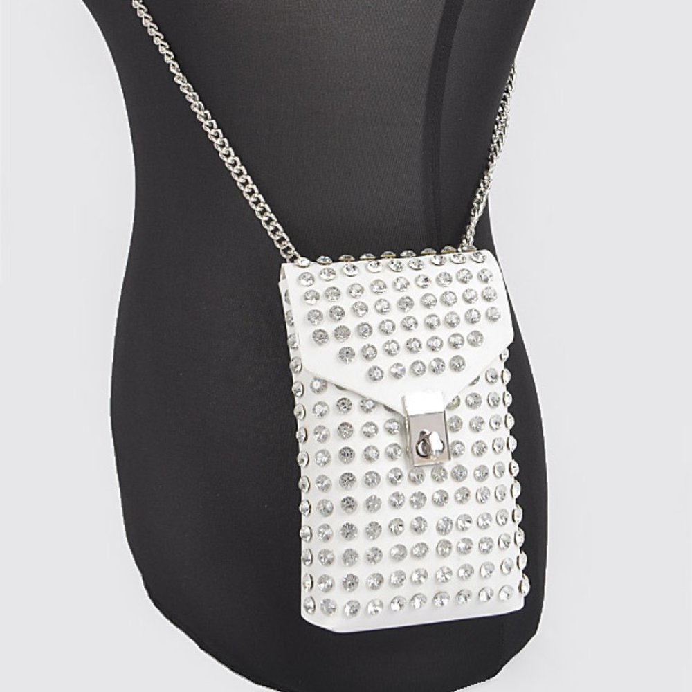 White Rhinestone Crossbody Bag